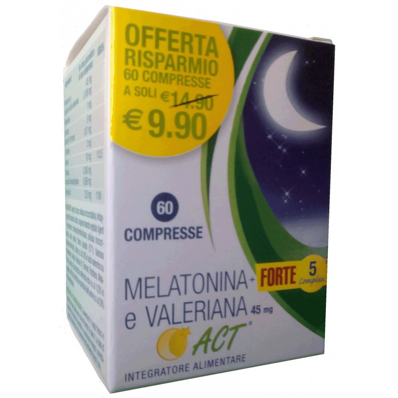 F&f Melatonina+forte 5 Complex E Valeriana Act 60 Compresse