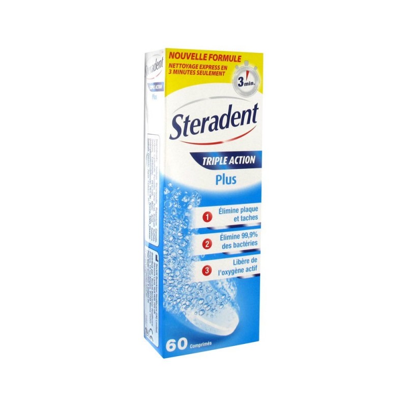 Reckitt Benckiser H. Steradent Triple Action Plus 60 Compresse Pulenti