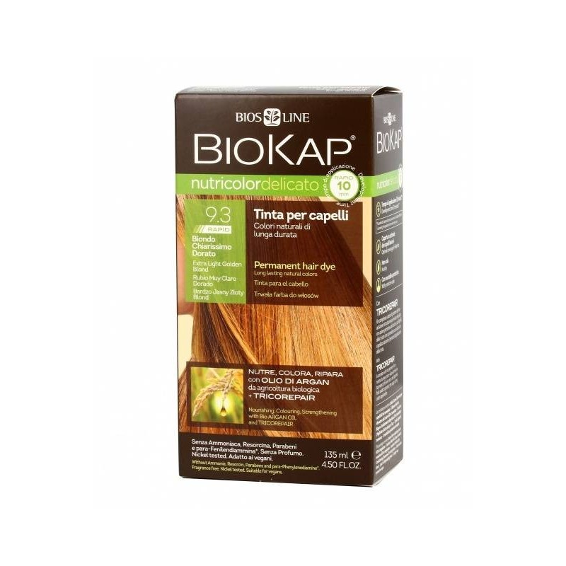 Bios Line Biokap Nutricolor Delicato Rapid Tinta 9,3 Biondo Chiarissmo Dorato 135 Ml