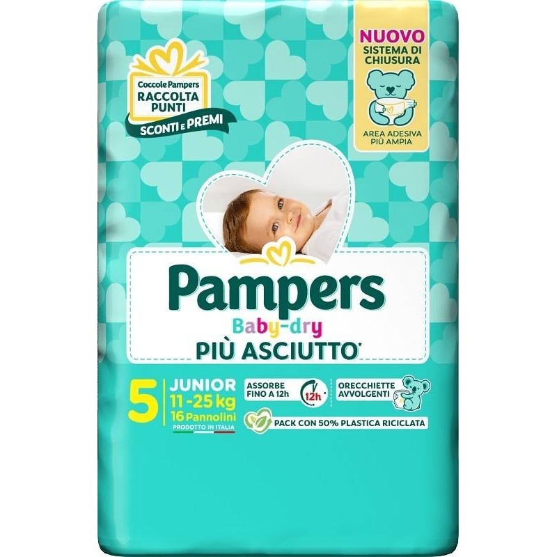 Fater Pampers Baby Dry Pannolino Downcount Junior 16 Pezzi
