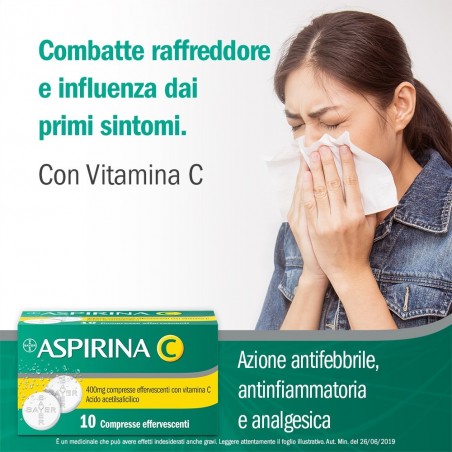 Aspirina C Farmaco Antinfluenzale 10 Compresse Effervescenti