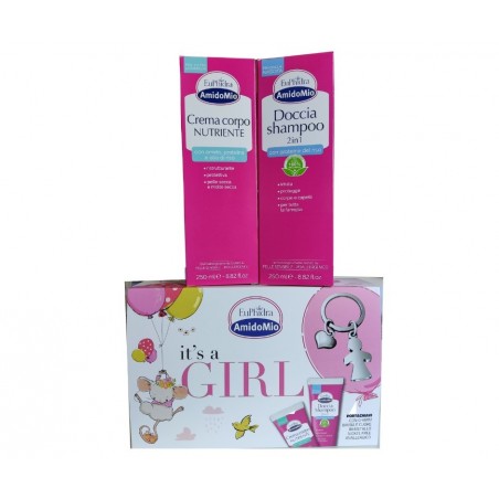 Zeta Farmaceutici Euphidra Amidomio It's A Girl Cofanetto Con 1 Doccia Shampoo 2in1+1 Crema Corpo+portachiavi