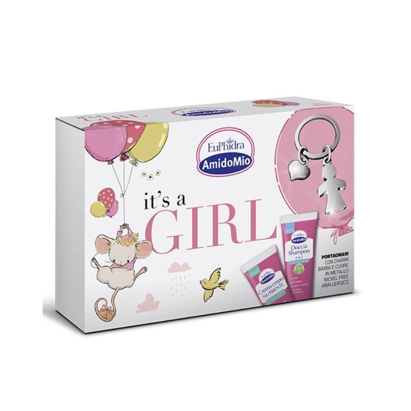 Zeta Farmaceutici Euphidra Amidomio It's A Girl Cofanetto Con 1 Doccia Shampoo 2in1+1 Crema Corpo+portachiavi
