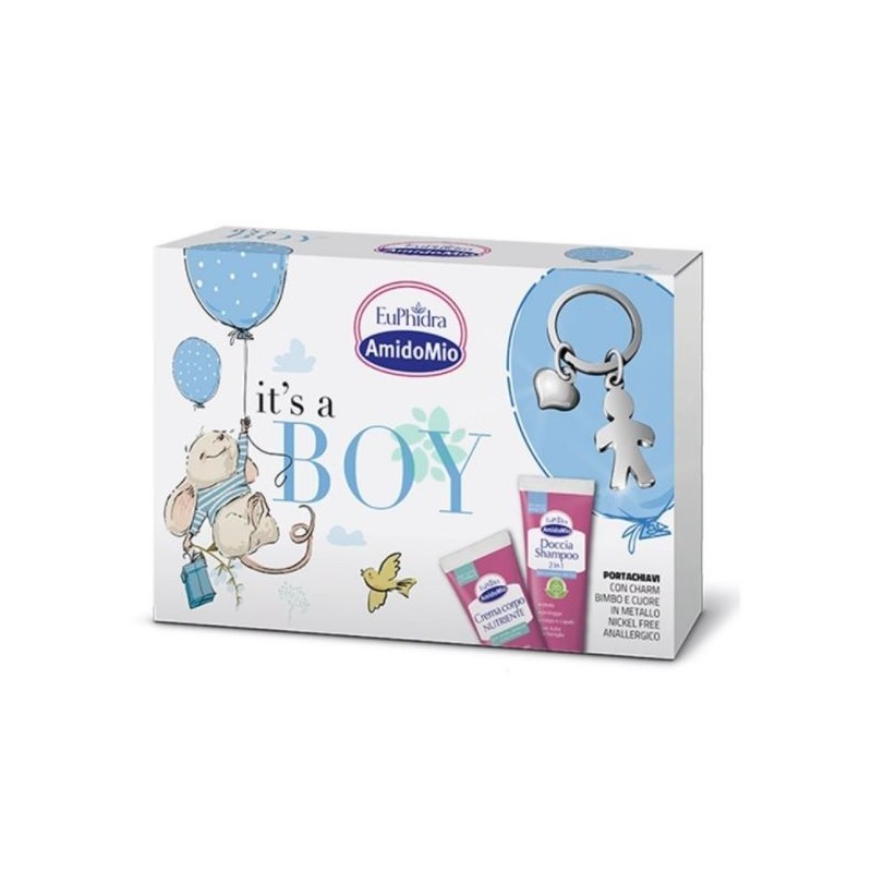 Zeta Farmaceutici Euphidra Amidomio It's A Boy Cofanetto Con 1 Doccia Shampoo 2in1+1 Crema Corpo+portachiavi