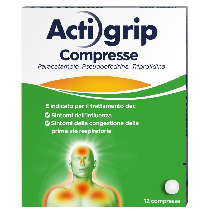 Johnson & Johnson Actigrip 2,5 Mg/60 Mg/500 Mg Compresse Paracetamolo, Pseudoefedrina Cloridrato, Triprolidina Cloridrato