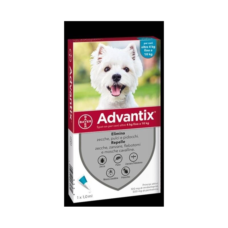 Elanco Italia Advantix Spot-on Per Cani Oltre 4 Kg Fino A 10 Kg