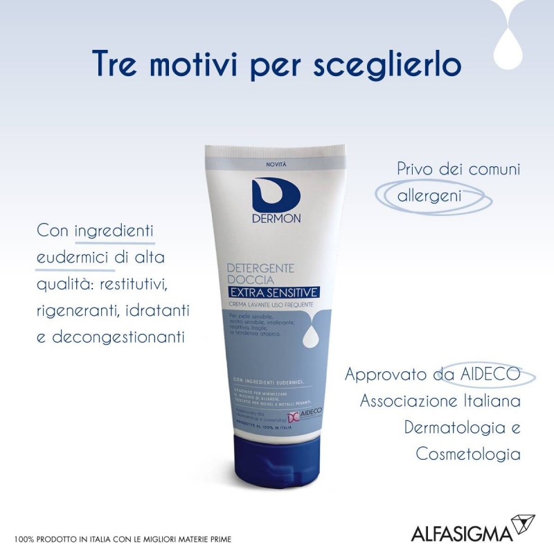 Alfasigma Dermon Detergente Doccia Extrasensitive Crema Lavante Uso Frequente 250 Ml