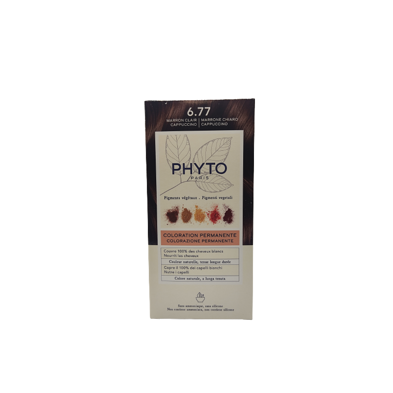 Phyto Color Kit 6,77 Marrone Chiaro Cappuccino 1 Latte 50 Ml + 1 Crema 50 Ml + 1 Maschera 12 Ml