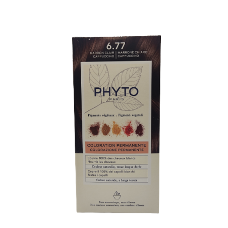 Phyto Color Kit 6,77 Marrone Chiaro Cappuccino 1 Latte 50 Ml + 1 Crema 50 Ml + 1 Maschera 12 Ml