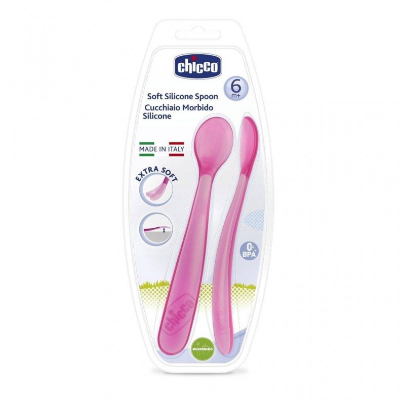 Artsana Chicco Cucchiaio Silicone Maschile Bi Pack 6m+