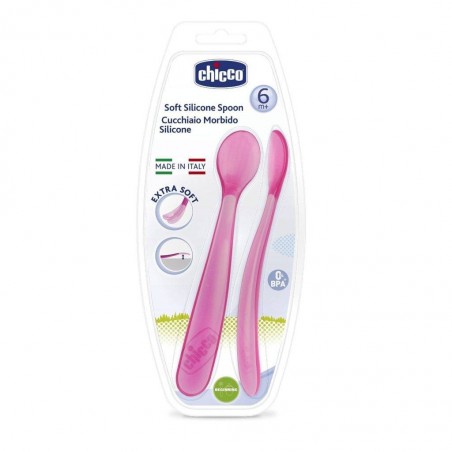 Artsana Chicco Cucchiaio Silicone Maschile Bi Pack 6m+