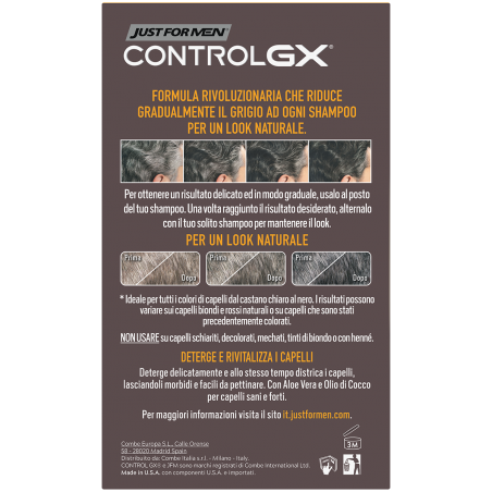Combe Italia Just For Men Control Gx Shampoo Colorante Graduale 2 In 1 Con Balsamo 150 Ml