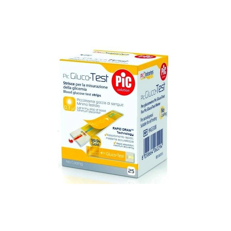 Pikdare Strisce Misurazione Glicemia Pic Glucotest 25 Pezzi