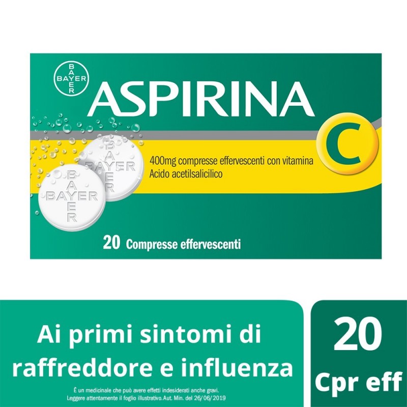 Aspirina C Farmaco Antinfluenzale 20 Compresse Effervescenti bayer
