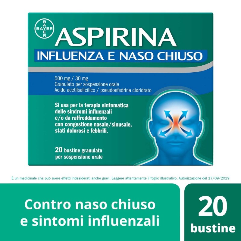 Aspirina Influenza e Naso Chiuso 20 Bustine Orosolubili Bayer