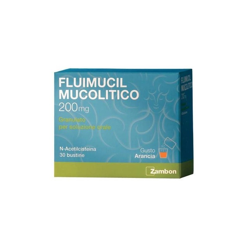 Fluimucil Mucolitico 200 mg N-acetilcisteina Farmaco Fluidificante 30 bustine