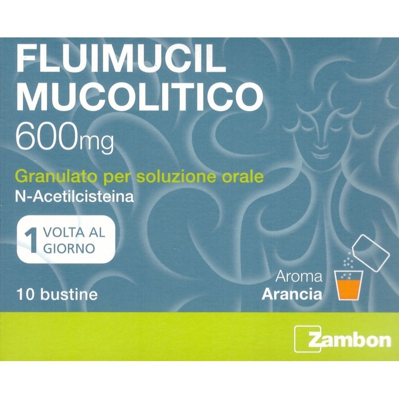 Fluimucil Mucolitico 600 mg N-acetilcisteina Farmaco Fluidificante 10 bustine