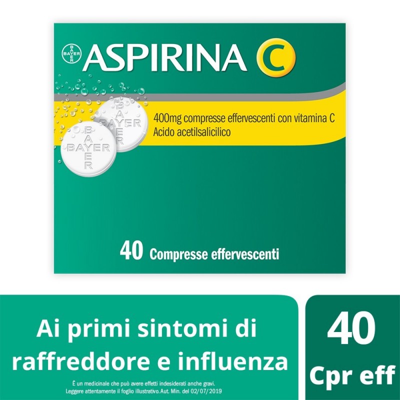 Aspirina C Farmaco Antinfluenzale 40 Compresse Effervescenti Bayer
