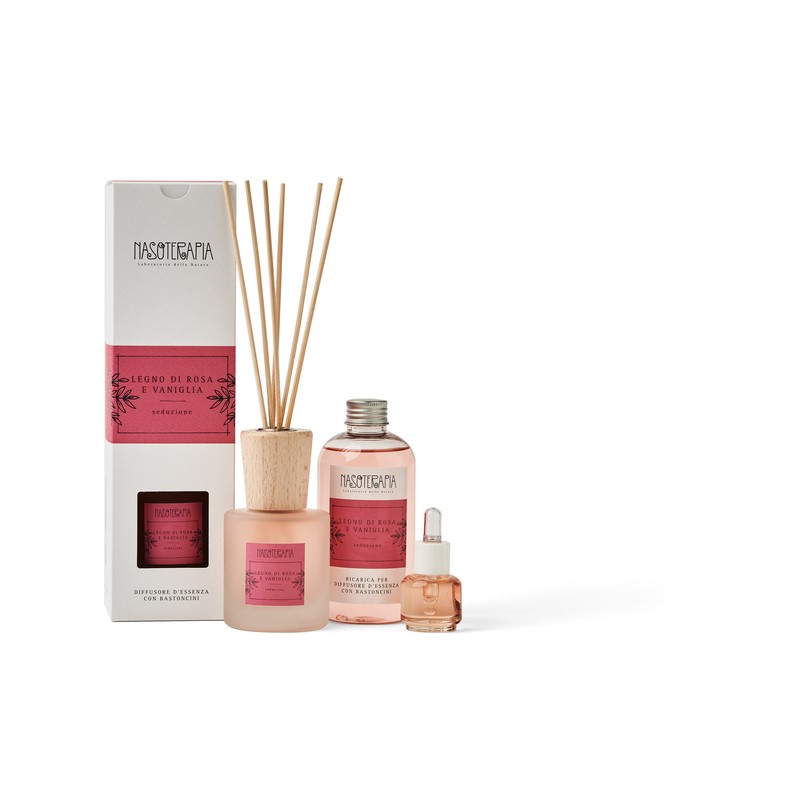 Diffusore Bastoncini 100 ml Legno di Rosa e Vaniglia Nasoterapia