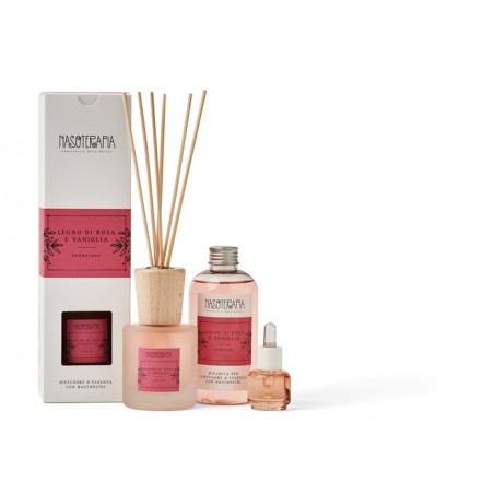 Diffusore Bastoncini 100 ml Legno di Rosa e Vaniglia Nasoterapia