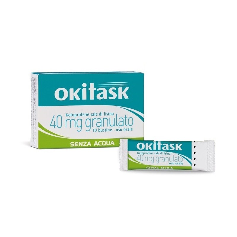 Okitask 40 mg Ketoprofene Farmaco Antidolorifico 10 Bustine Orosolubili