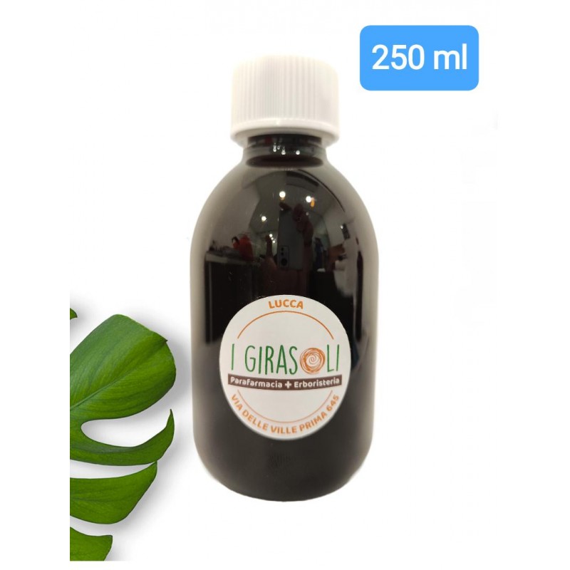 linfa di betulla macerato glicerico in flacone di PET da 250 ml con tappo a sigillo
