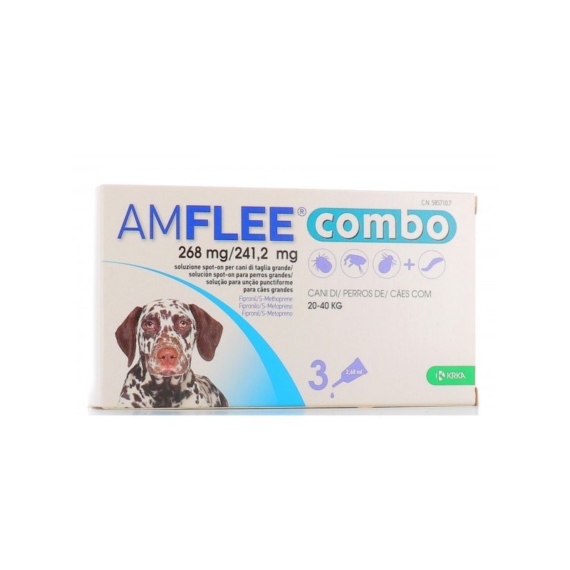 Krka Farmaceutici Milano Amflee Combo 268 Mg/241,2 Mg Soluzione Spot-on Per Cani Di Taglia Grande