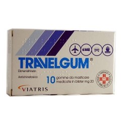 Travelgum Farmaco per Nausea e Vomito 10 Gomme da Masticare pe mal d'auto e aereo