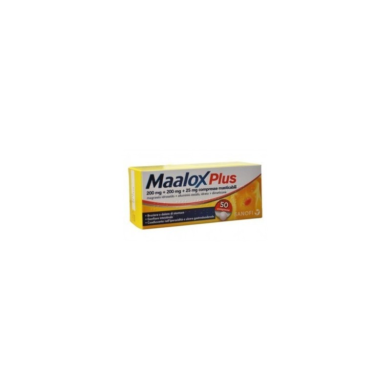 Maalox Plus Farmaco per Acidità e Bruciore di Stomaco 50 Compresse Masticabili