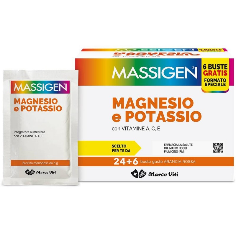 Marco Viti Farmaceutici Massigen Magnesio Potassio 24 Bustine + 6 Bustine