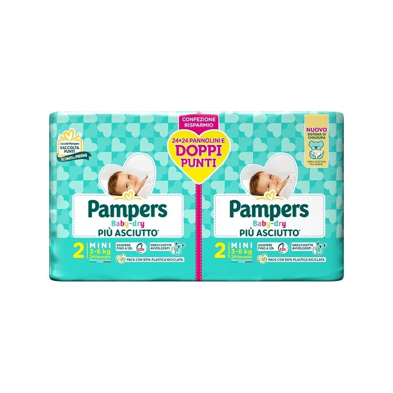 Fater Pampers Baby Dry Pannolino Duo Downcount Mini 48 Pezzi