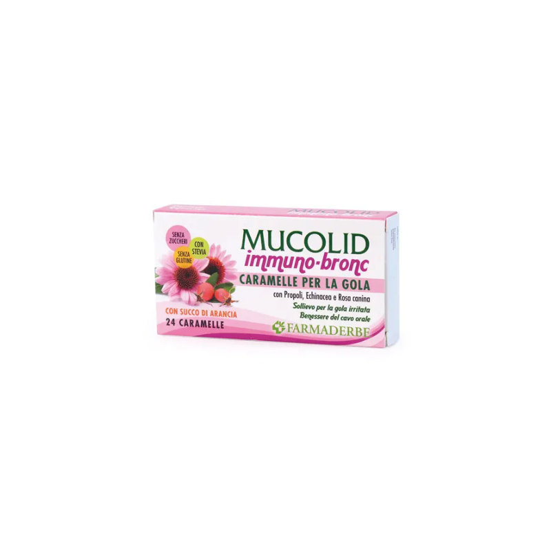 Farmaderbe Mucolid Bronc Immuno 24 Caramelle Gusto Arancia