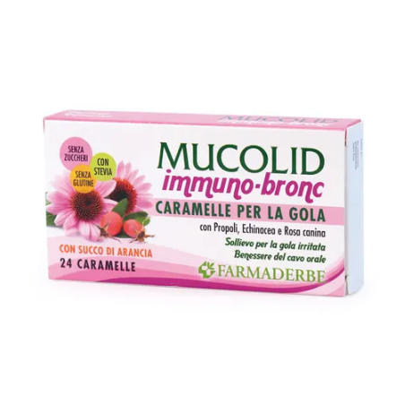 Farmaderbe Mucolid Bronc Immuno 24 Caramelle Gusto Arancia