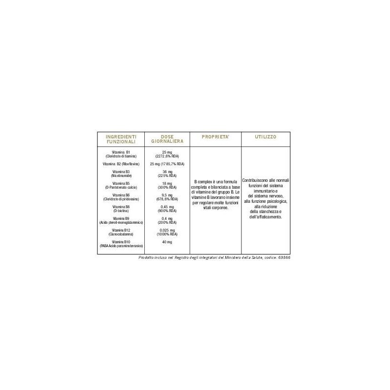 Optima Naturals Colours Of Life Vitamine B Complex 60 Compresse 1000 Mg