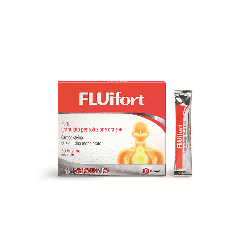 Fluifort Granulato Per Soluzione Orale 2,7 g Carbocisteina Farmaco per la Tosse Grassa 30 Bustine - Farmasole