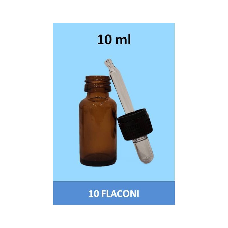 STOCK 10 flaconi in vetro da 10 ml con tappo contagocce a sigillo