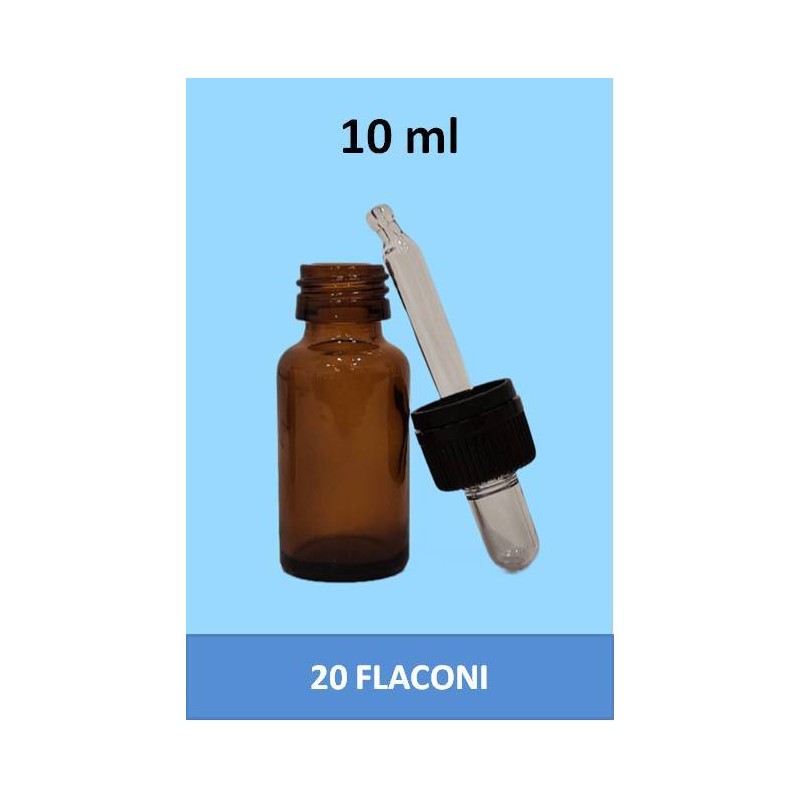 STOCK 20 flaconi in vetro da 10 ml con tappo contagocce a sigillo