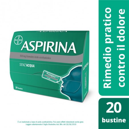 Aspirina 500 mg Granulato Farmaco Analgesico 20 Bustine Orosolubili