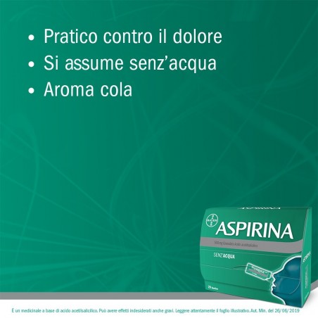 Aspirina 500 mg Granulato Farmaco Analgesico 20 Bustine Orosolubili