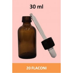 STOCK 20 Flaconi in vetro da 30 ml con tappo contagocce a sigillo