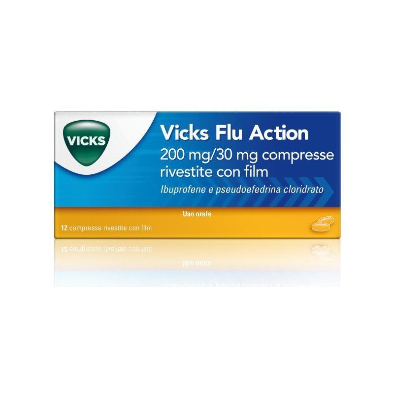 Vicks Flu Action Farmaco per Febbre e Raffreddore 12 Compresse Farmasole