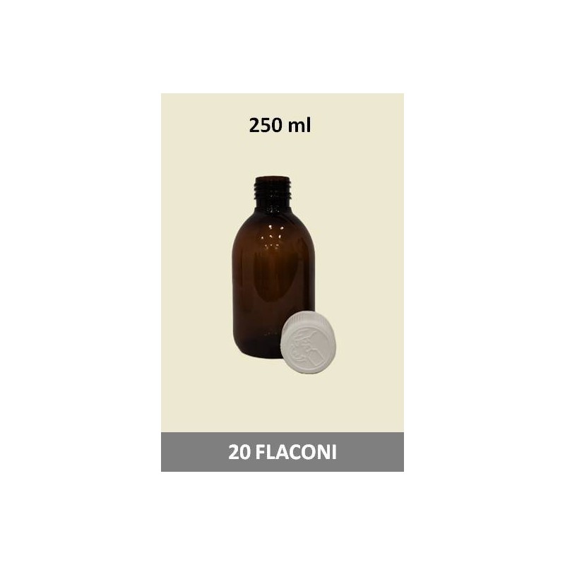 Stock 20 flaconi in PET da 250 ml con tappo a vite