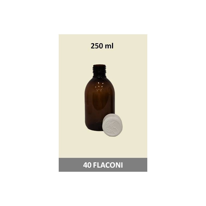 stock 40 flaconi in PET da 250 ml con tappo a vite