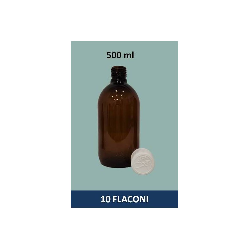 Stock 10 flaconi in PET da 500 ml con tappo a vite