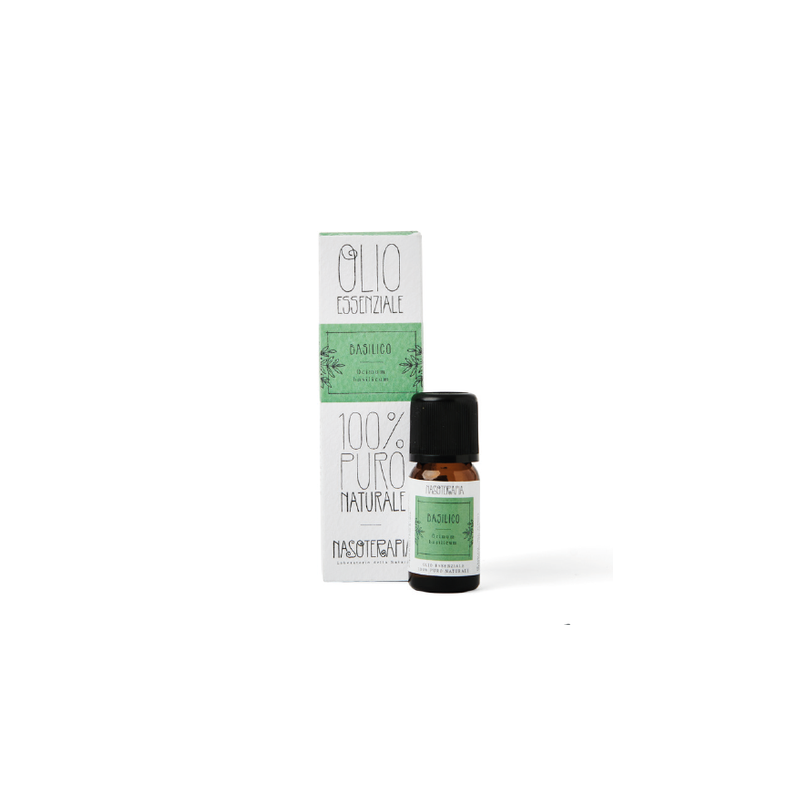 Nasoterapia Olio Essenziale Basilico Foglie 100% Puro Naturale 10 ml Purifica e Stimola la Concentrazione