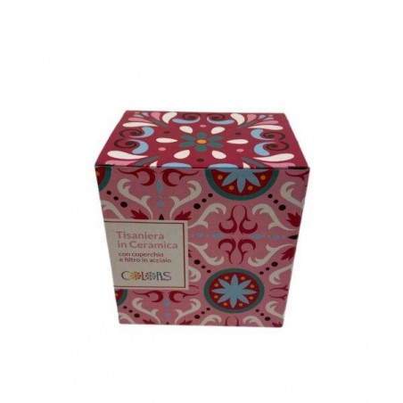 Colors Tisaniera in Ceramica Pink con Filtro in Acciaio e Coperchio 340 ml con scatola regalo