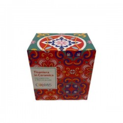 Colors Tisaniera in Ceramica Fire Red con Filtro in Acciaio e Coperchio 340 ml confezione regalo