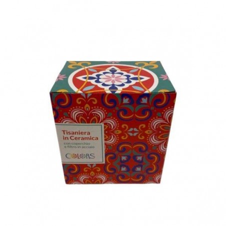 Colors Tisaniera in Ceramica Fire Red con Filtro in Acciaio e Coperchio 340 ml confezione regalo