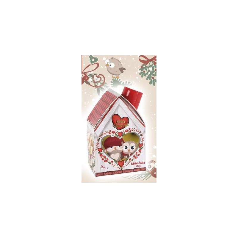 casetta di natale con bagnodoccia profumato winter berry