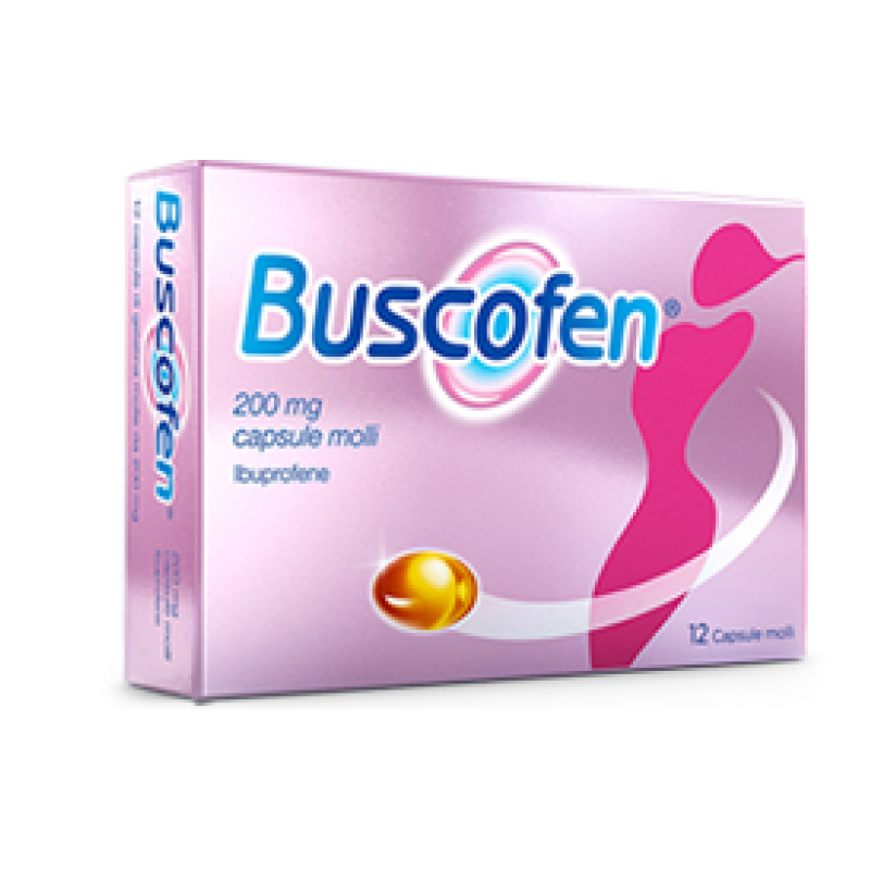 Buscofen 200 mg Ibuprofene Farmaco Antidolorifico e Antinfiammatorio 12 Capsule Molli